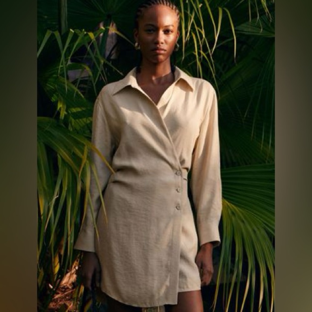 Elegant Beige Wrap Dress